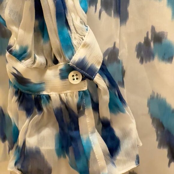 Carolina Herrera Tie-Dye Print Long Sleeve Button-Up Top w/ Tags - Picture 6 of 7